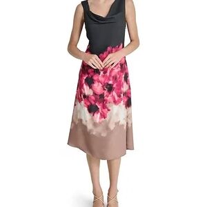 DKNY Black and Pink Asymmetrical Dress
